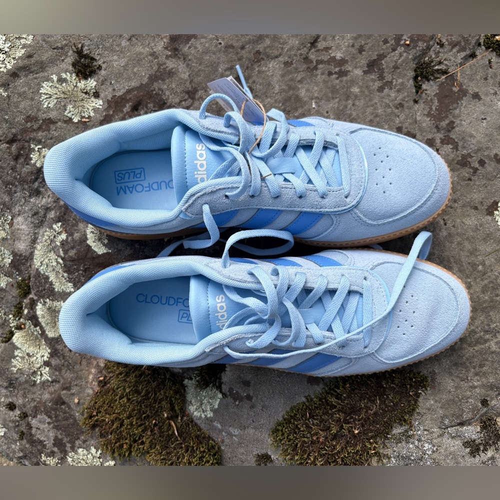 Adidas Breaknet Sleek Light Blue Suede Sneakers - Size 10 NEW